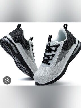 Men's Breathable Grey and Black Athletic Sneakers with Cushioned Sole